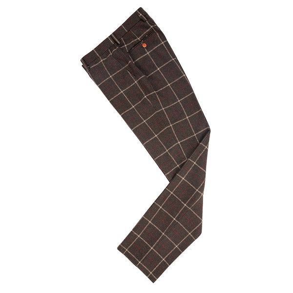 Dark Brown Windowpane Tweed Pants