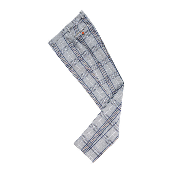 Light Grey Plaid Overcheck Tweed Pants