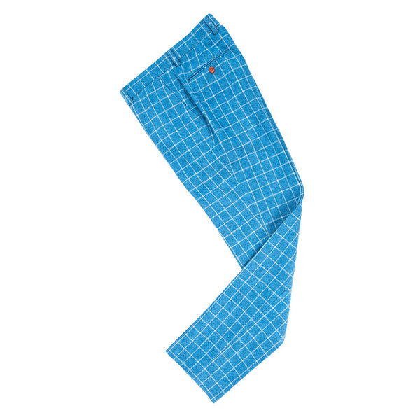 Light Blue Overcheck Twill Tweed Pants