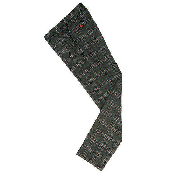 Green Overcheck Twill Tweed Pants