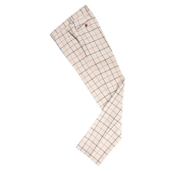 Cream Windowpane Tweed Pants