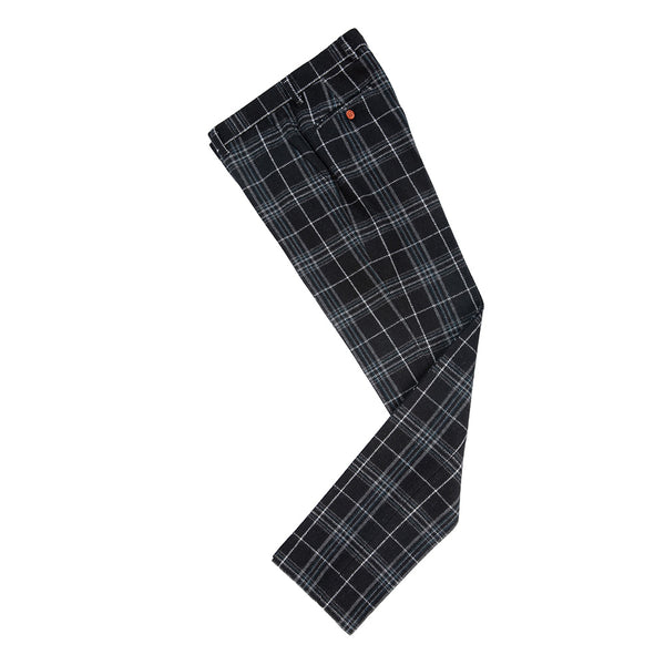 Black Plaid Overcheck Tweed Pants