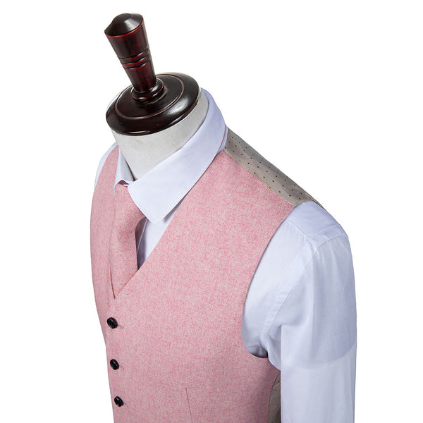 Pink Flannel Tweed 3 Piece Suit - Yoosuitan