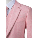 Pink Flannel Tweed 3 Piece Suit - Yoosuitan