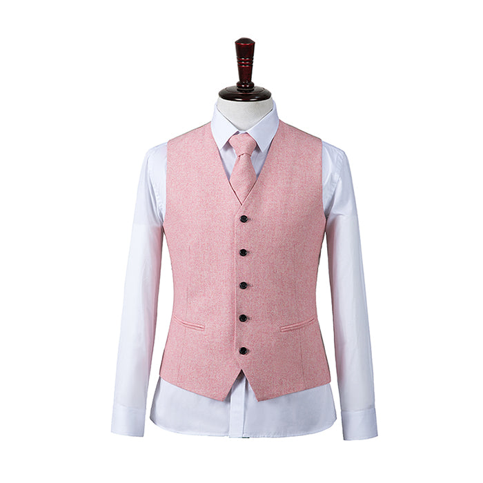 Pink Flannel Tweed 3 Piece Suit - Yoosuitan