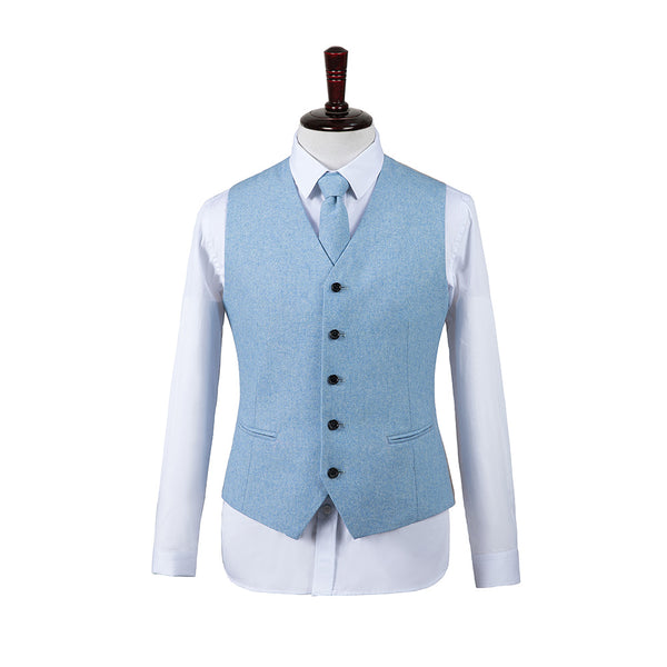 Light Blue Flannel Tweed Vest