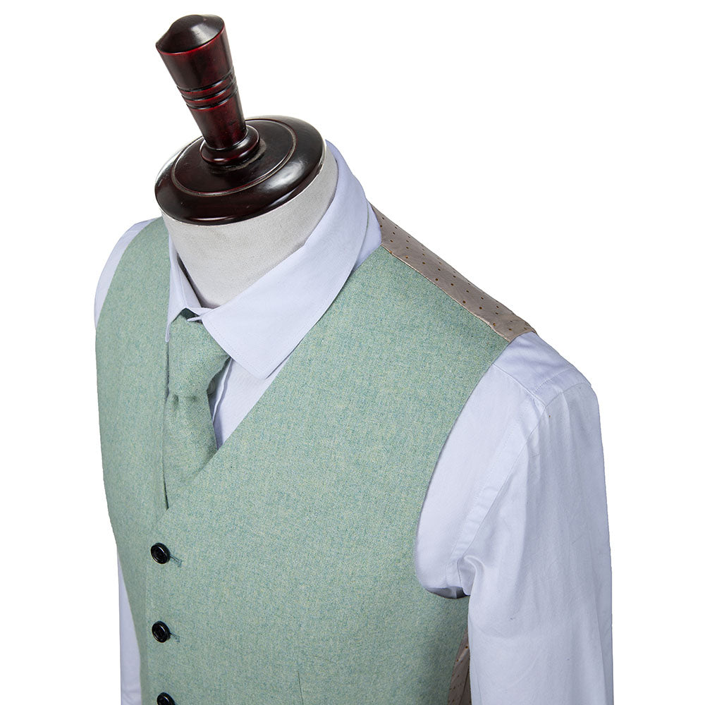 Light Green Flannel Tweed Vest