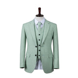 Light Green Flannel Tweed 3 Piece Suit - Yoosuitan