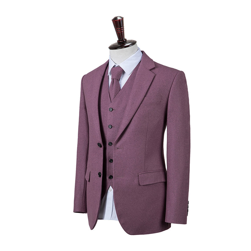 Mauve Flannel Tweed 3 Piece Suit - Yoosuitan