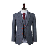 Dark Grey Overcheck Herringbone Tweed 3 Piece Suit - Yoosuitan