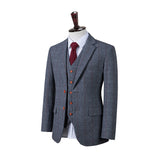 Dark Grey Overcheck Herringbone Tweed 3 Piece Suit - Yoosuitan