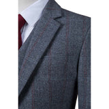 Dark Grey Overcheck Herringbone Tweed 3 Piece Suit - Yoosuitan