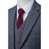 Dark Grey Overcheck Herringbone Tweed 3 Piece Suit - Yoosuitan