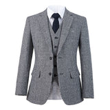 Black White Houndstooth Tweed 3 Piece Suit - Yoosuitan