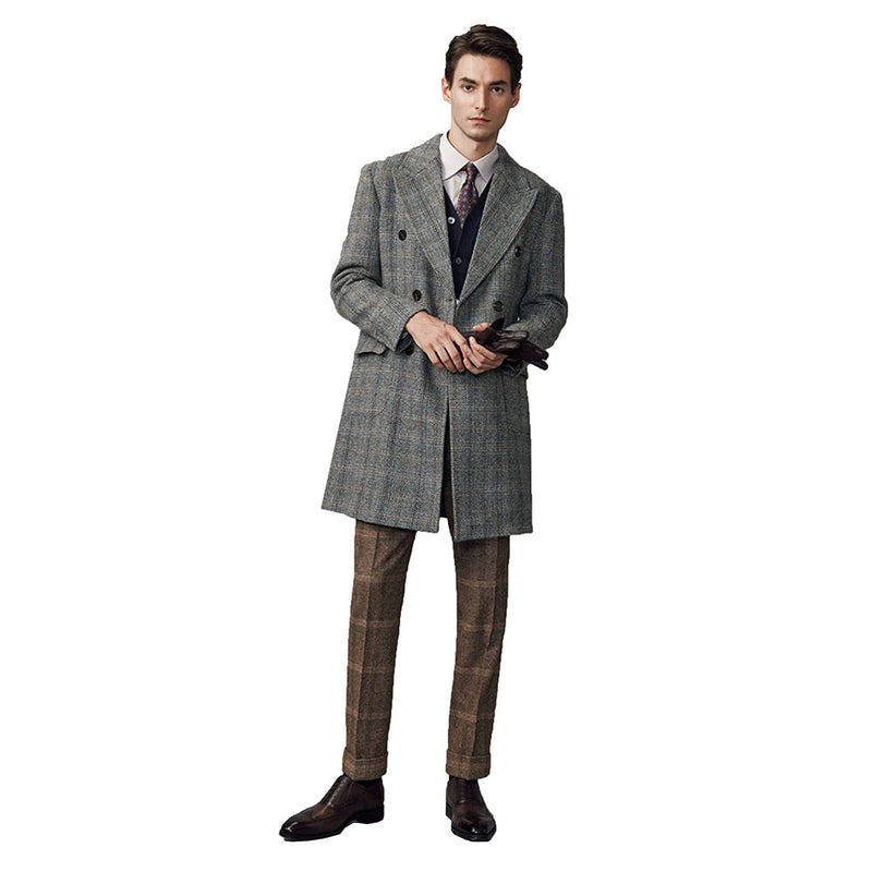 Light Grey plaid Tweed Overcoats - Yoosuitan