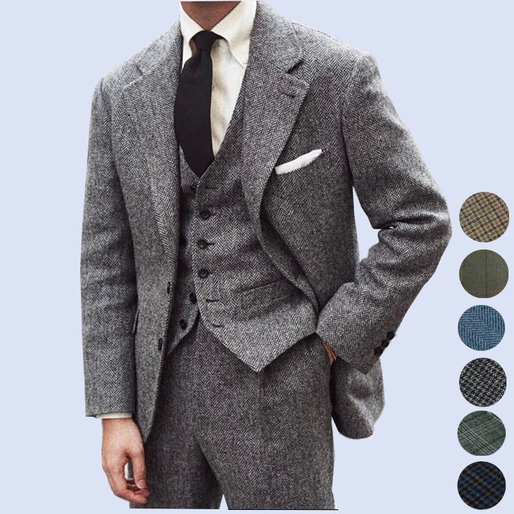 Three Color Suit Options Multiple Color and fabric Tweed 3 Piece Suits - Yoosuitan