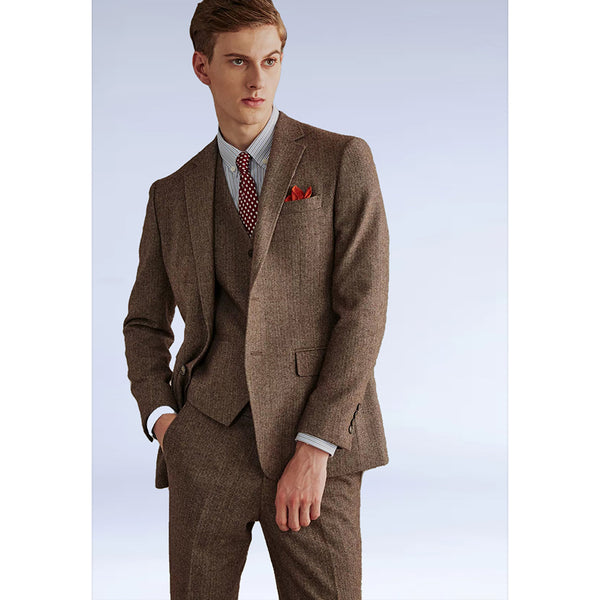 BlOWN ESTATE HERRINGBONE TWEED 3 PIECE SUIT - Yoosuitan