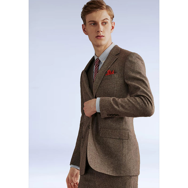 BlOWN ESTATE HERRINGBONE TWEED 3 PIECE SUIT - Yoosuitan