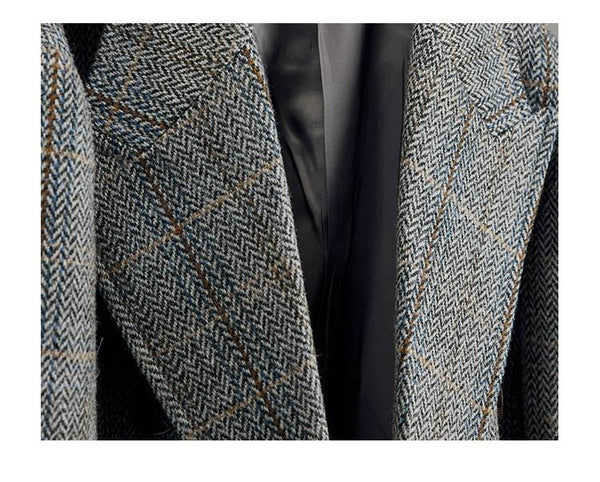 Light Grey plaid Tweed Overcoats - Yoosuitan