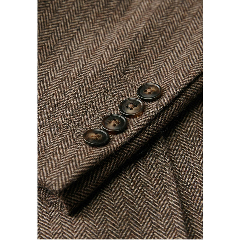 BlOWN ESTATE HERRINGBONE TWEED 3 PIECE SUIT - Yoosuitan