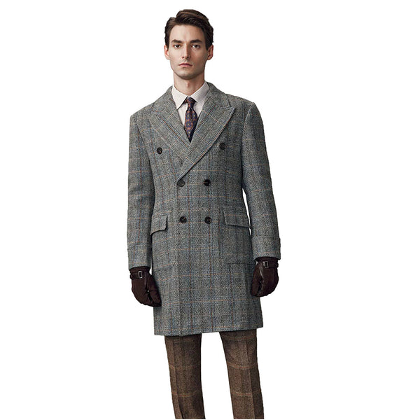 Light Grey plaid Tweed Overcoats - Yoosuitan