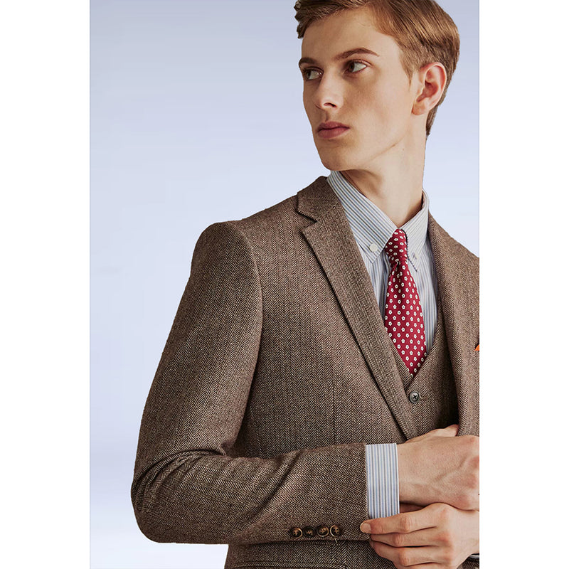 BlOWN ESTATE HERRINGBONE TWEED 3 PIECE SUIT - Yoosuitan